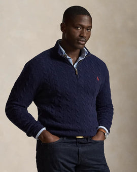 Herren Zopfmuster-Pullover mit Half-Zip
