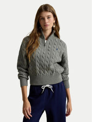 Maglione Donna a Trecce con Mezza Zip - immagine 2